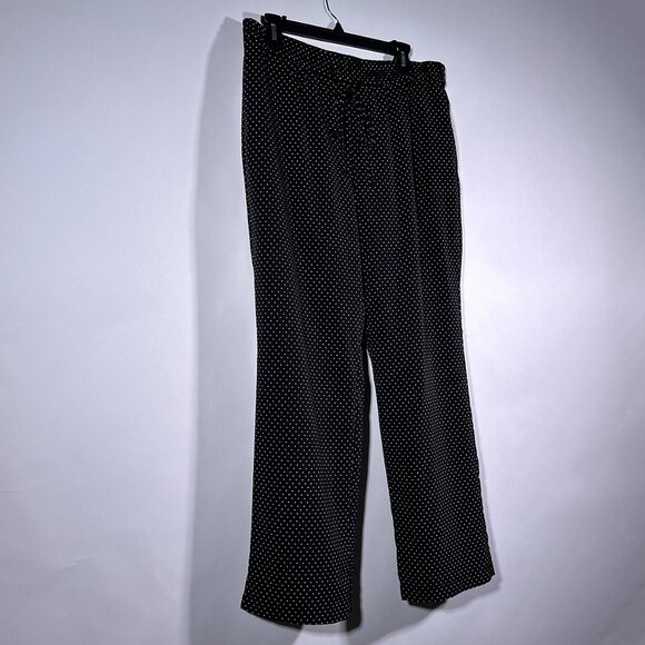 Talbots Black Small White Polka Dots Pull On Drawstring Pants Size 12 - Picture 2 of 11